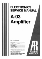 Acoustic Research A-03 - Service Manual